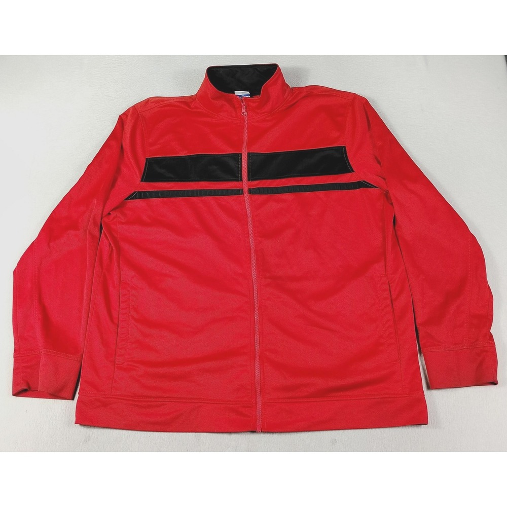 Vintage Starter Track Jacket Mens XL Red Black Full Zip Athletic Training Casual